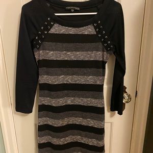 Small Black and Gray Raglan Sleeve Sweater Dress by Three Pink Hearts